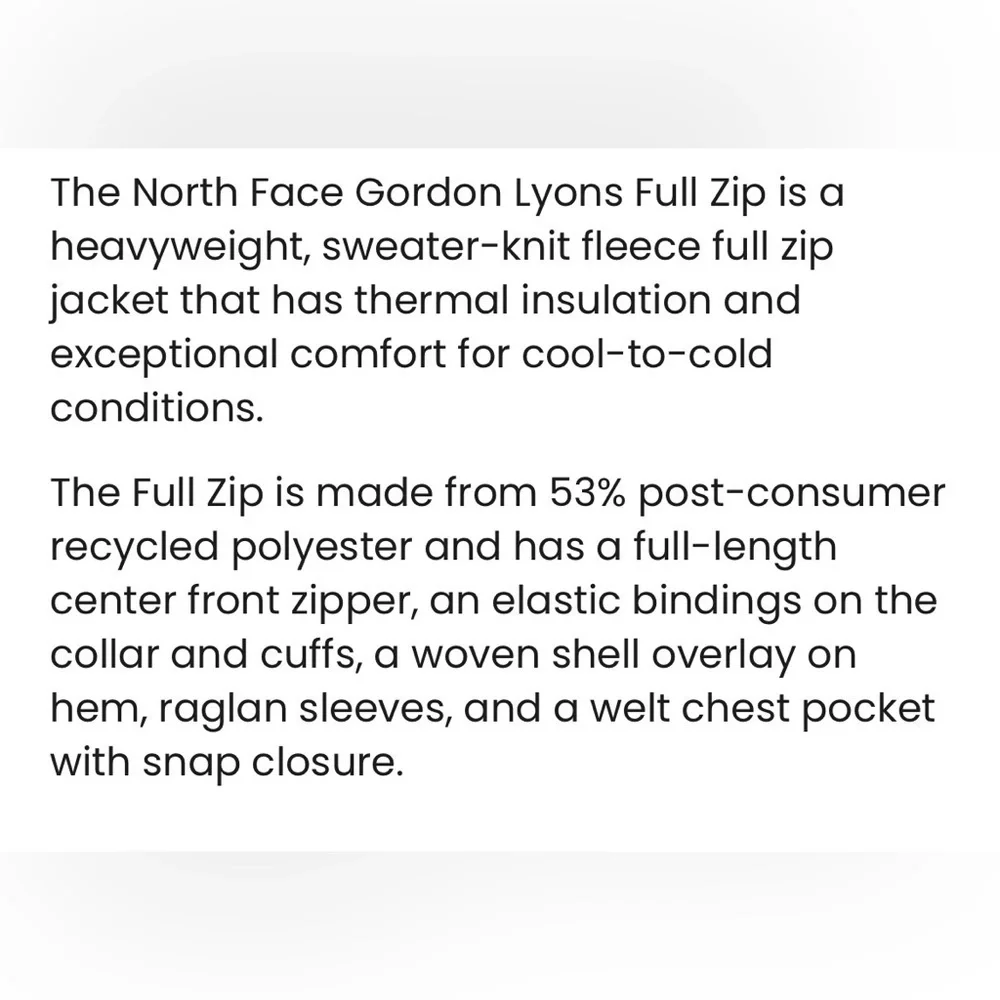 The North Face Men’s Gordon Lions Full Zipped Sweater Size XL.